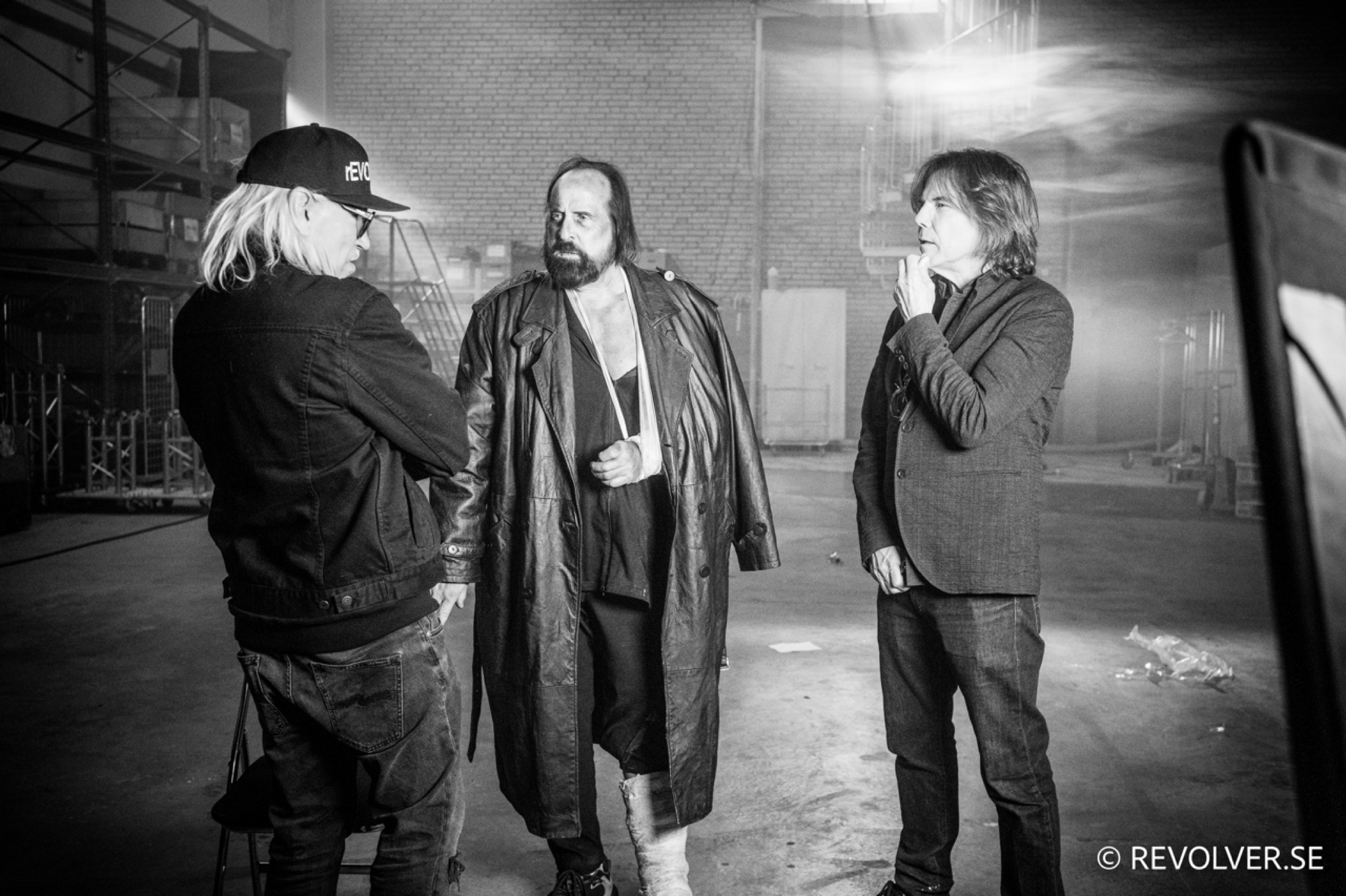 Patric Ullaeus, Peter Stormare and Joey Tempest on the set of Europe One On One