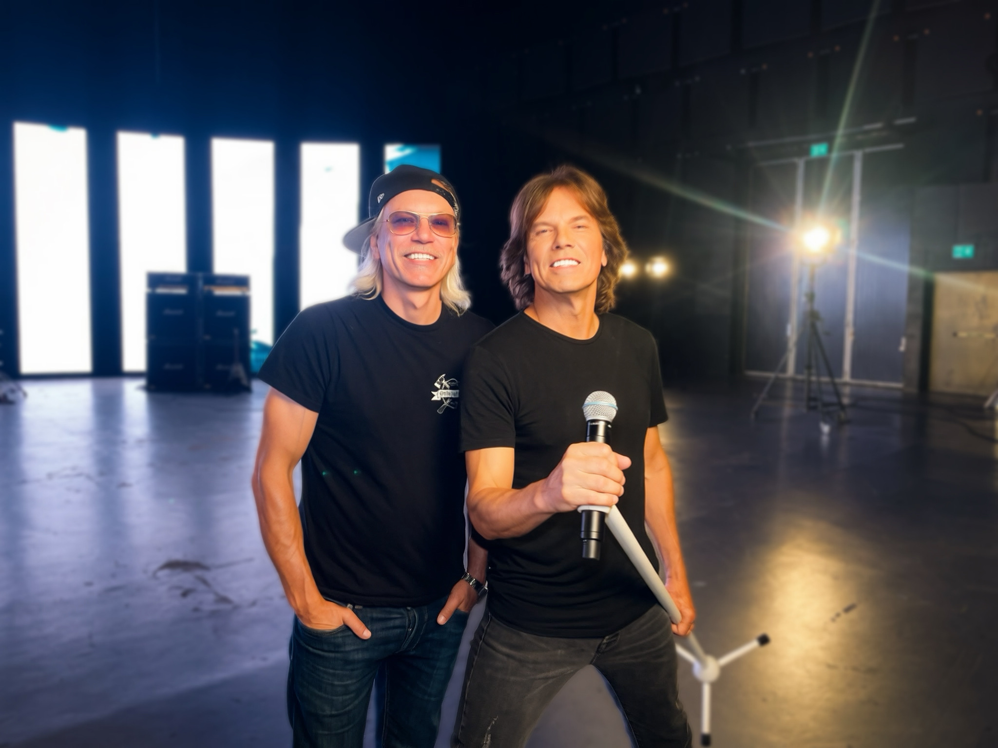 Patric Ullaeus with Joey Tempest on set